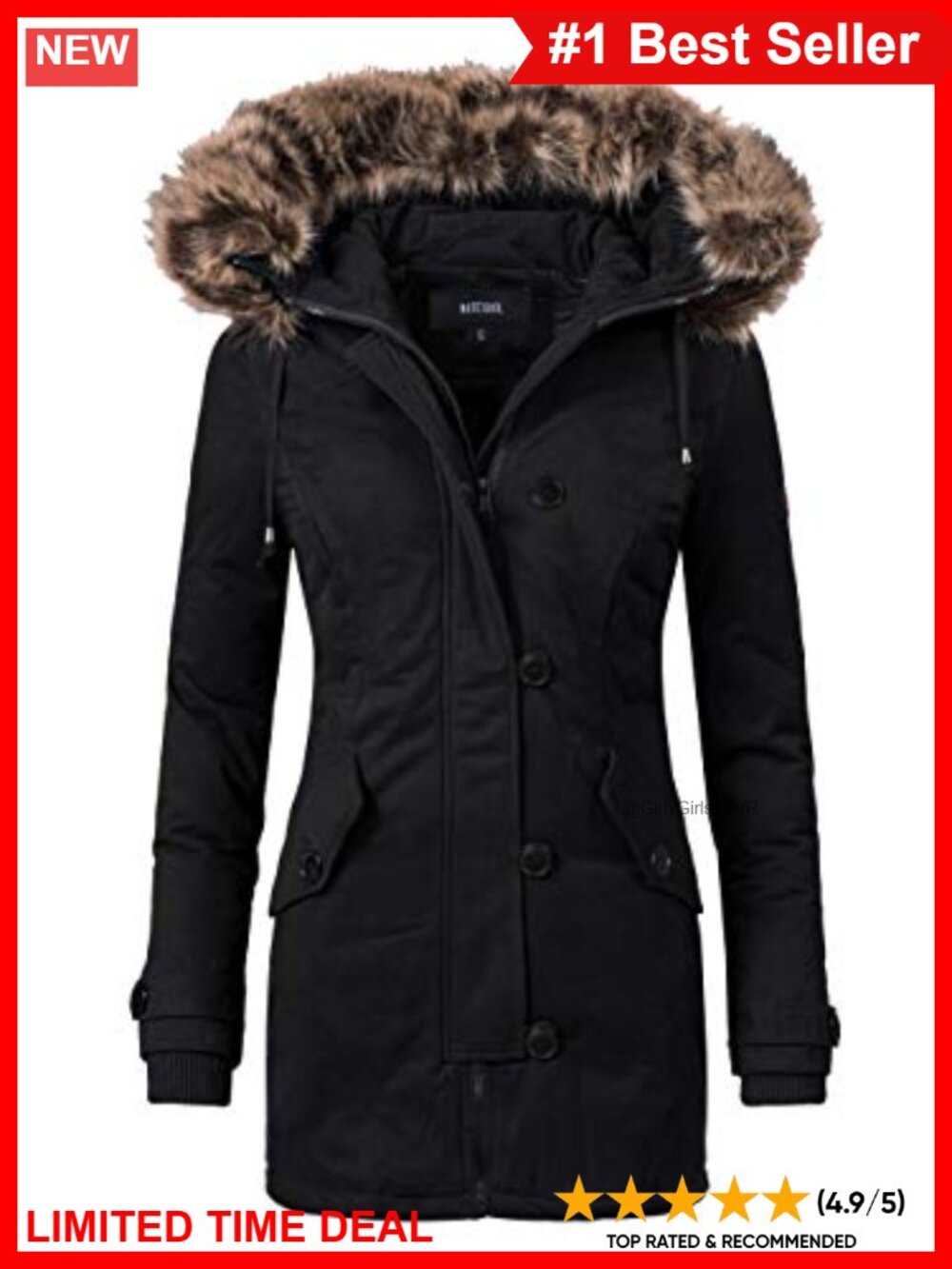 Heavy Thicken Puffer Down Parka Hooded Insulated Winter Jacket Faux Fur Hood